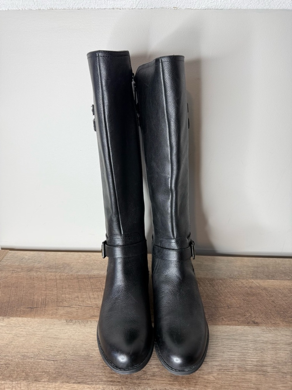 NATURALIZER New Jessie High Shaft Leather Riding Boots Black Buckle Zipper 7.5 - Picture 3 of 14